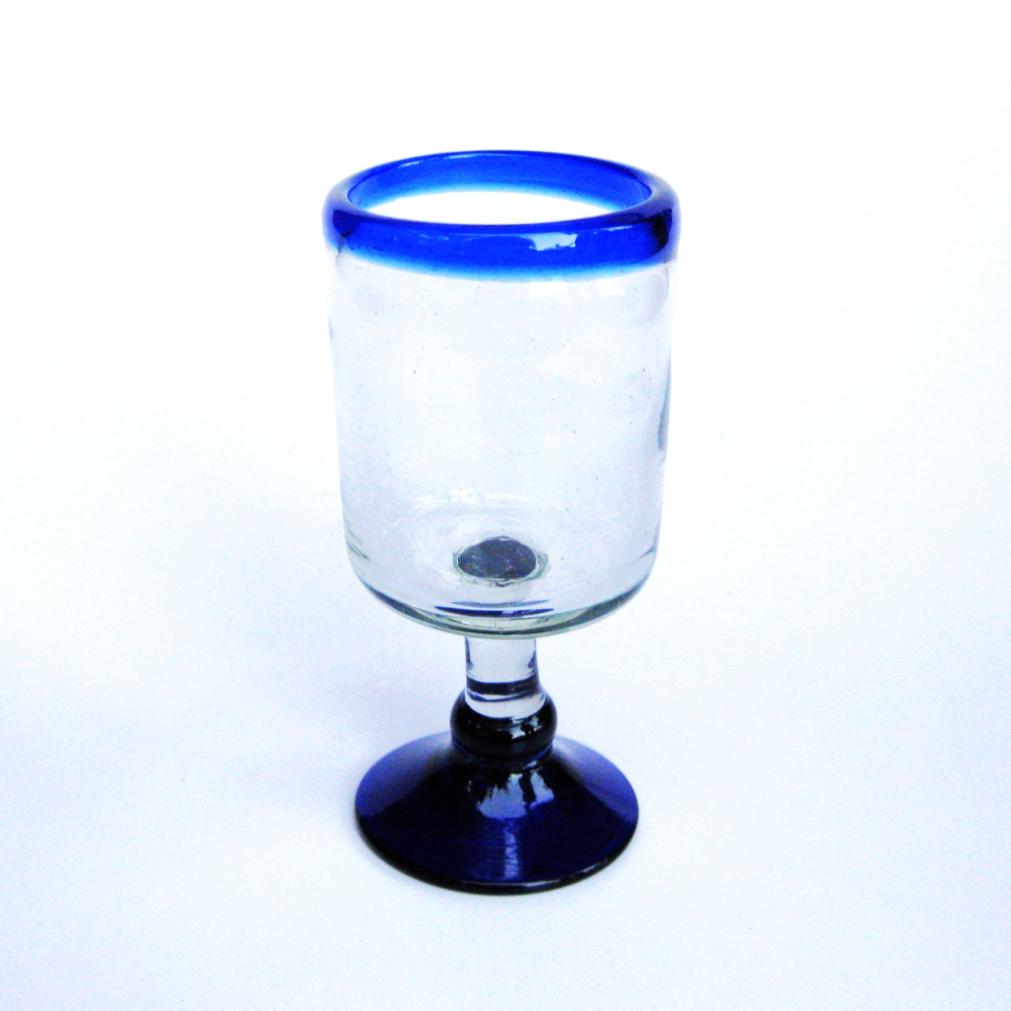 Cobalt Blue Rim Glassware / Cobalt Blue Rim 8 oz Small Wine Goblets (set of 6) / Wine tasting has never been this colorful. Small wine goblets for the enjoyment of red or white wines, each comes adorned with a cobalt blue rim.